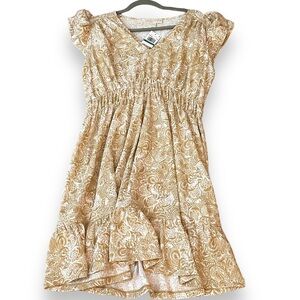 Michael Kors Women's Paisley-Print Flutter-Sleeve Mini Dress Light Brown…